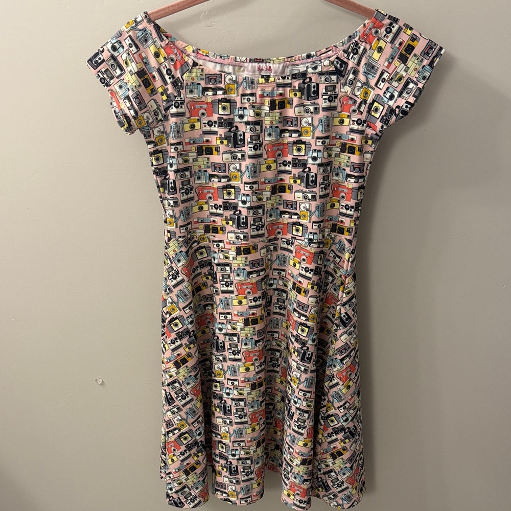 Red Dolly Vintage Camera Print Dress